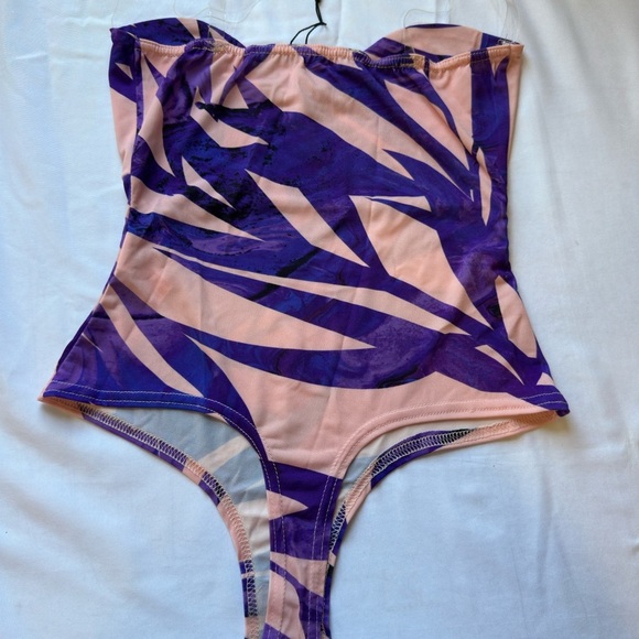 PrettyLittleThing Purple and Pink Bodysuit/Swimsuit - Picture 3 of 4